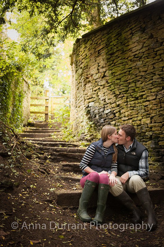 Young couple on woodland path
