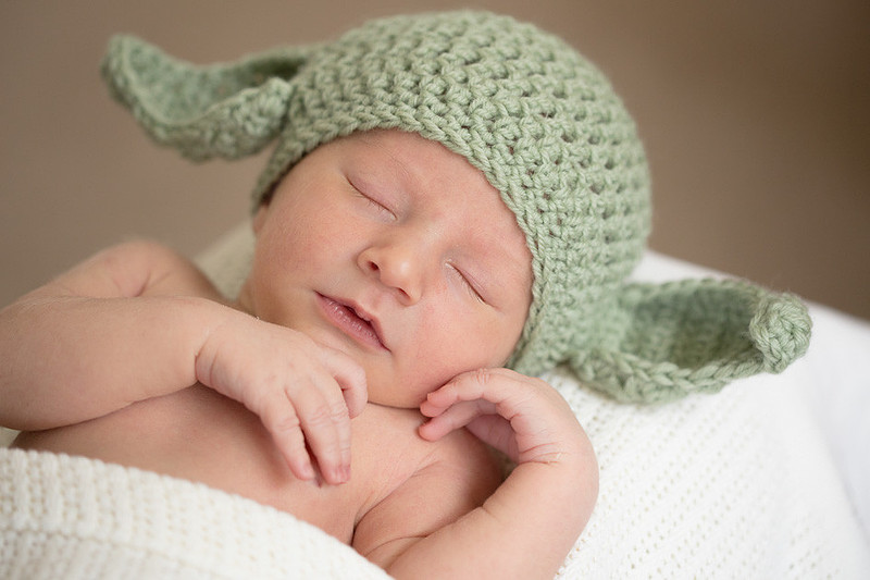 newborn with cute hat
