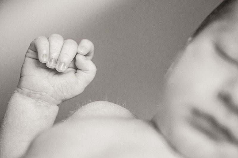 Newborn baby hand detail